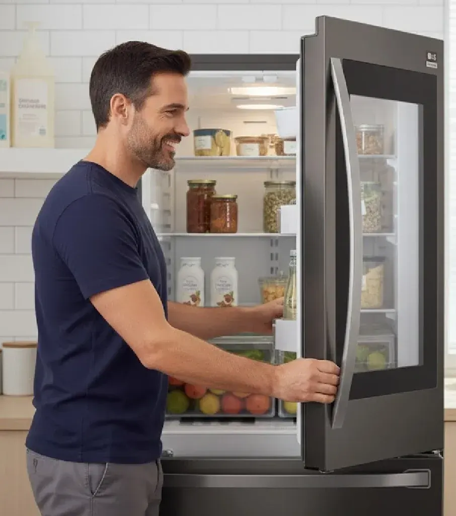 Refrigeradora LG de acero en una cocina doméstica